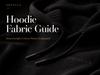 Luxury black ORVELLA hoodie close-up showing heavyweight cotton fleece fabric, tonal branding and drawcord details for a hoodie fabric guide.