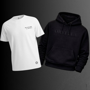 ORVELLA signature black hoodie and Billionaire by ORVELLA white t-shirt luxury essentials bundle