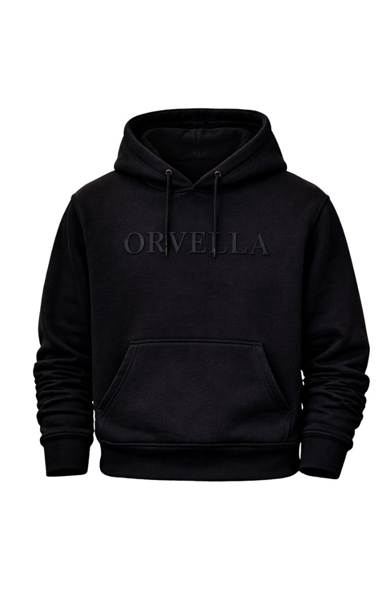 ORVELLA signature hoodie jet black luxury men's hoodie premium cotton